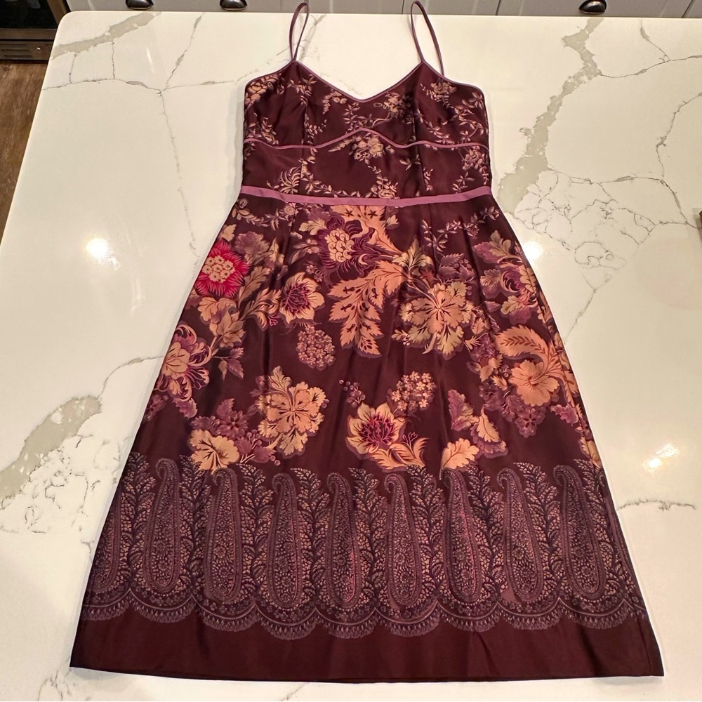 Kay Unger Womens Silk Babydoll Dress Sz 4 Pink Floral Paisley Fairy Whimsigoth - Picture 1 of 11